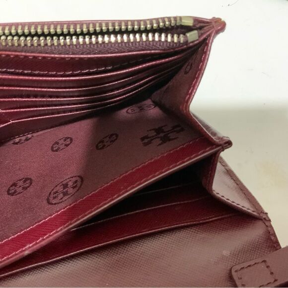 TORY BURCH Red orange Leather Robinson Chain Link Crossbody Wallet - Picture 15 of 16